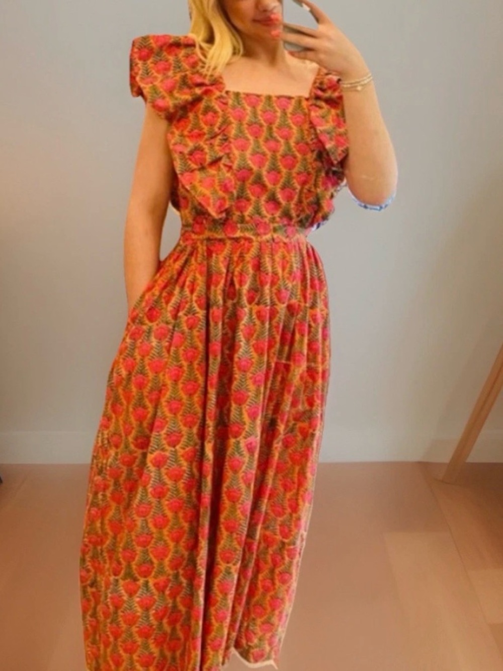 BOHEMIAN GEMME- Elegant Red Patterned Women's Dress